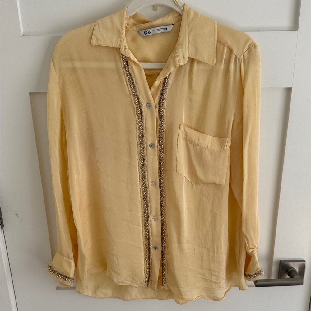 Zara ButterYellow Button-Up Blouse